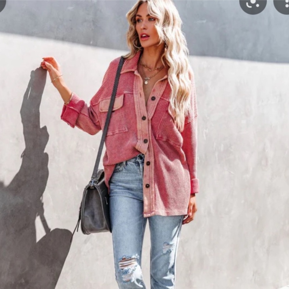 VICI | Waffle Textured Shirt Jacket
